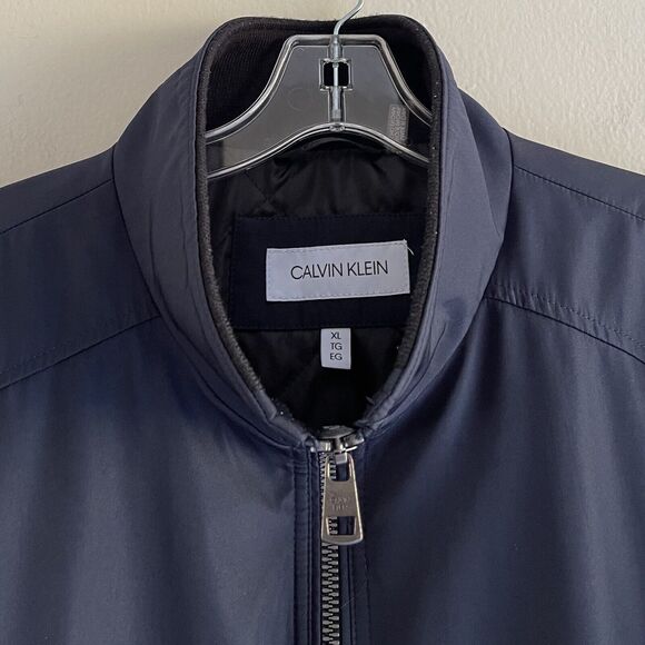 Calvin Klein Navy Blue Zip Up Jacket Men XL Classic Long Sleeve High Mock Neck - Picture 4 of 14